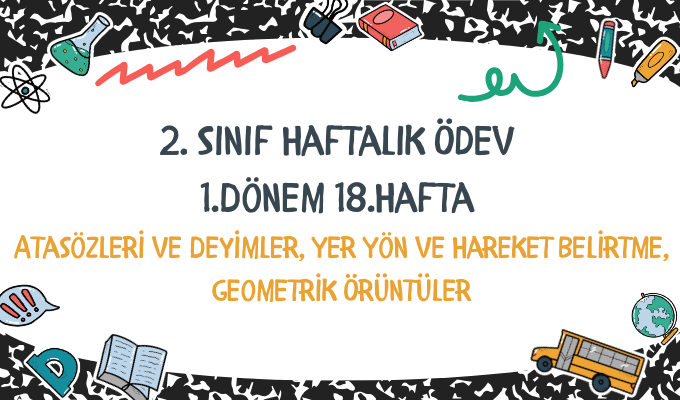 2.Sınıf Haftalık Ödev 1.Dönem 18.Hafta