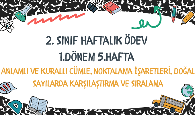 2.Sınıf Haftalık Ödev 1.Dönem 5.Hafta