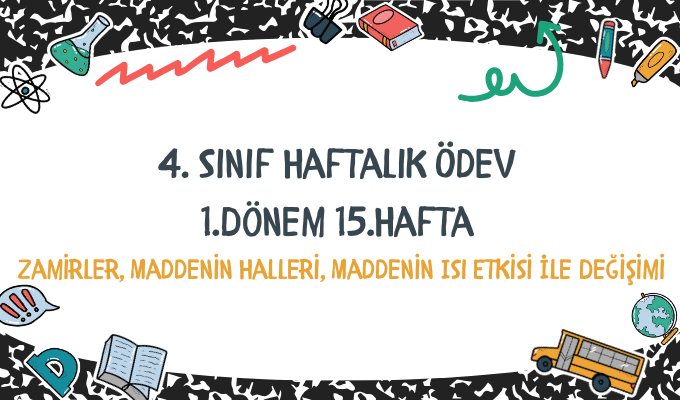 4.Sınıf Haftalık Ödev 1.Dönem 15.Hafta