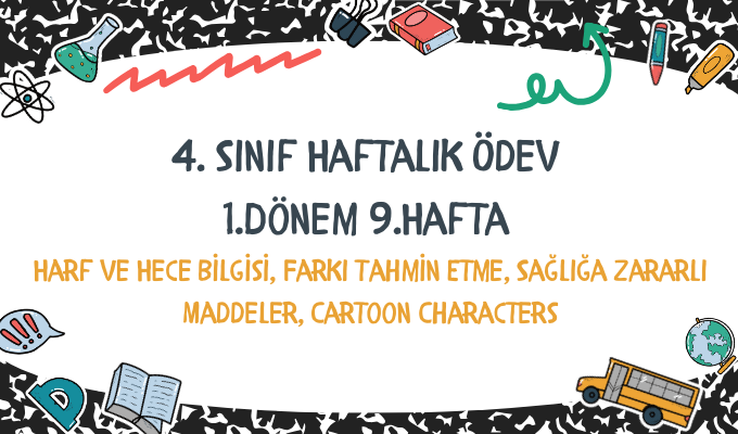 4.Sınıf Haftalık Ödev 1.Dönem 9.Hafta